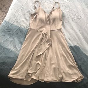 Champagne Shimmer Wrap Mini Dress 🍾